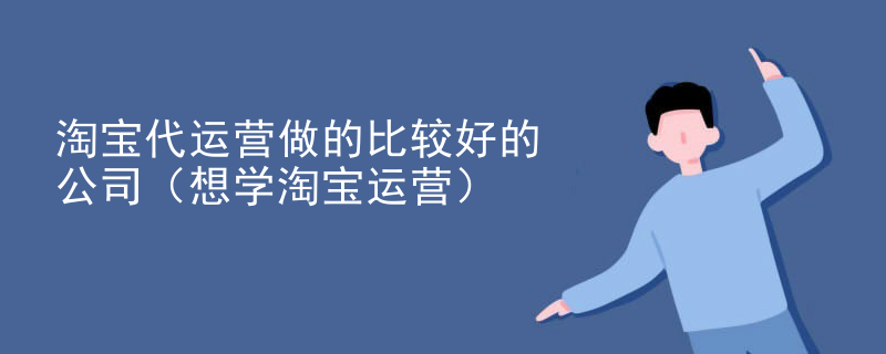 淘宝代运营做的比较好的公司（想学淘宝运营）